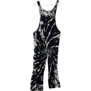 B&K IMPORTS Tie Dye Overalls Black Cream Pockets Size XXL *FLAWS*